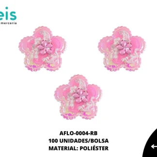 ACCESORIOS FLORES CON PIEDRA AFLO-0004-RB 30mm 100 PZ/PQT ROSA BOREAL
