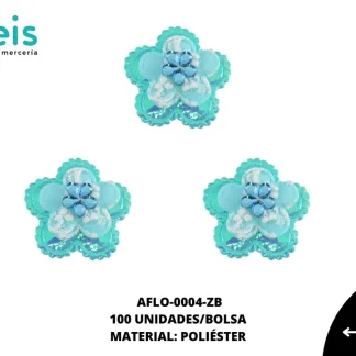 ACCESORIOS FLORES CON PIEDRA AFLO-0004-ZB 30mm 100 PZ/PQT AZUL BOREAL