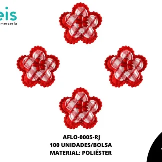 ACCESORIOS FLORES TELA CON PIEDRA AFLO-0005-RJ 3mm 100 PZ/PQT ROJO