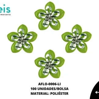 ACCESORIOS FLORES TELA CON PIEDRA AFLO-0006-LI 3.1cmX3.5cm 100 PZ/PQT LIMON