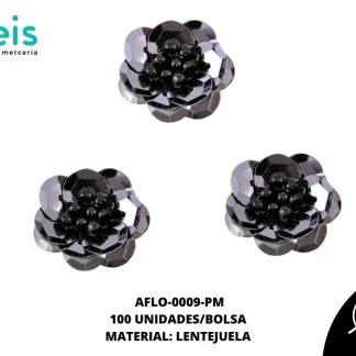 ACCESORIOS FLORES LENTEJUELA CON PERLA AFLO-0009-PM 27mm 100 PZ/PQT PLOMO
