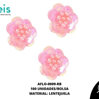 ACCESORIOS FLORES LENTEJUELA CON PERLA AFLO-0009-RB 27mm 100 PZ/PQT BOREAL