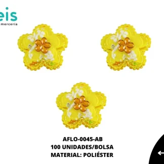 ACCESORIOS FLORES CON PIEDRA AFLO-0045-AB 30mm 100 PZ/PQT AMARILLO BOREAL