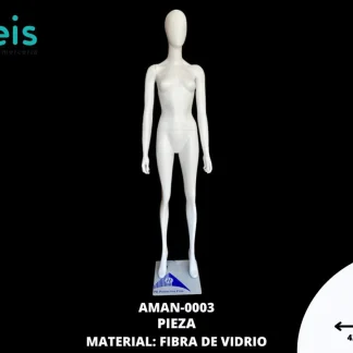 ACCESORIOS MANIQUIES CUERPO COMPLETO FIBRA DE VIDRIO AMAN-0003 BLANCO