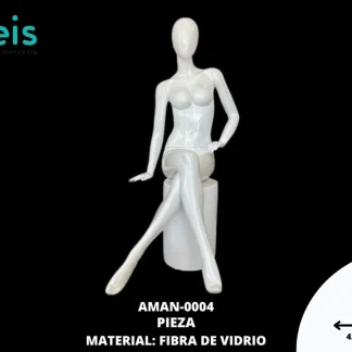 ACCESORIOS MANIQUIES CUERPO COMPLETO SENTADO FIBRA DE VIDRIO AMAN-0004 BLANCO