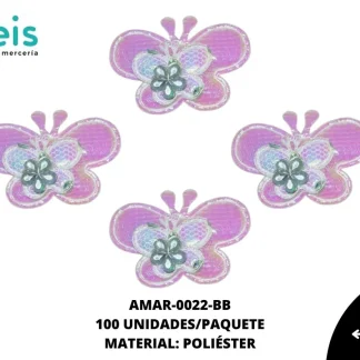 ACCESORIOS MARIPOSAS INFANTIL CON PIEDRA AMAR-0022-BB 4.6cmX2.6cm 100 PZ/PQT BLANCO BOREAL