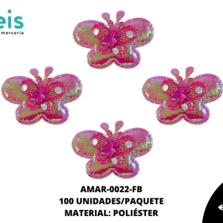 ACCESORIOS MARIPOSAS INFANTIL CON PIEDRA AMAR-0022-FB 4.6cmX2.6cm 100 PZ/PQT FIUSHA BOREAL