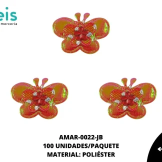 ACCESORIOS MARIPOSAS INFANTIL CON PIEDRA AMAR-0022-JB 4.6cmX2.6cm 100 PZ/PQT ROJO BOREAL