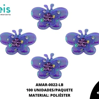 ACCESORIOS MARIPOSAS INFANTIL CON PIEDRA AMAR-0022-LB 4.6cmX2.6cm 100 PZ/PQT LILA BOREAL
