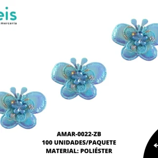 ACCESORIOS MARIPOSAS INFANTIL CON PIEDRA AMAR-0022-ZB 4.6cmX2.6cm 100 PZ/PQT AZUL BOREAL