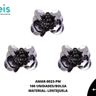 ACCESORIOS MARIPOSAS LENTEJUELA AMAR-0023-PM 2.7cmX2.1cm 100 PZ/PQT PLOMO