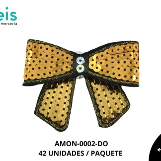 PARCHES LENTEJUELA MOÑO AMON-0002-DO 75mmX50mm 42 PZ/PQT DORADO