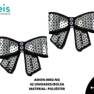 ACCESORIOS MOÑOS LENTEJUELA AMON-0002-NG 7.6cmX5cm 42 PZ/PQT NEGRO