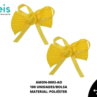 ACCESORIOS MOÑOS PLIZADO ROSA AMON-0003-AO 40mmX40mm 100 PZ/PQT AMARILLO