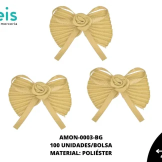 ACCESORIOS MOÑOS PLIZADO ROSA AMON-0003-BG 40mmX40mm 100 PZ/PQT BEIGE