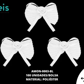ACCESORIOS MOÑOS PLIZADO ROSA AMON-0003-BL 40mmX40mm 100 PZ/PQT BLANCO