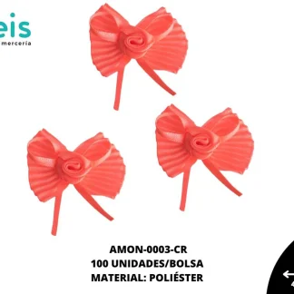 ACCESORIOS MOÑOS PLIZADO ROSA AMON-0003-CR 40mmX40mm 100 PZ/PQT CORAL