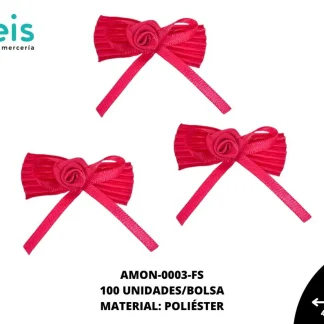 ACCESORIOS MOÑOS PLIZADO ROSA AMON-0003-FS 40mmX40mm 100 PZ/PQT FIUSHA