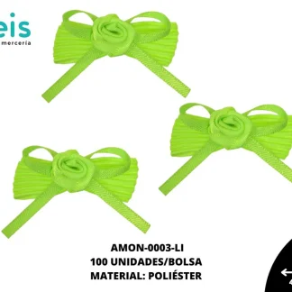 ACCESORIOS MOÑOS PLIZADO ROSA AMON-0003-LI 40mmX40mm 100 PZ/PQT LIMON