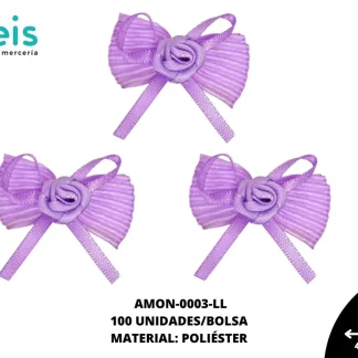 ACCESORIOS MOÑOS PLIZADO ROSA AMON-0003-LL 40mmX40mm 100 PZ/PQT LILA