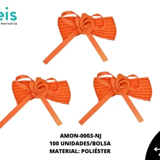 ACCESORIOS MOÑOS PLIZADO ROSA AMON-0003-NJ 40mmX40mm 100 PZ/PQT NARANJA