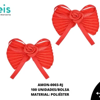 ACCESORIOS MOÑOS PLIZADO ROSA AMON-0003-RJ 40mmX40mm 100 PZ/PQT ROJO