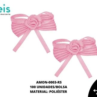 ACCESORIOS MOÑOS PLIZADO ROSA AMON-0003-RS 40mmX40mm 100 PZ/PQT ROSA