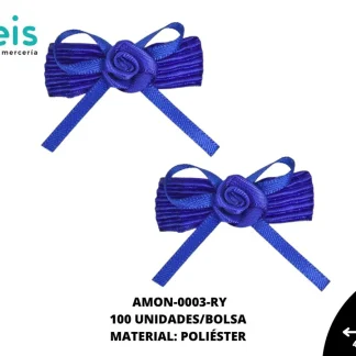 ACCESORIOS MOÑOS PLIZADO ROSA AMON-0003-RY 40mmX40mm 100 PZ/PQT REY