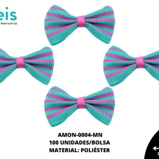 ACCESORIOS MOÑOS COMBINADO AMON-0004-MN 35mmX25mm 100 PZ/PQT MENTA