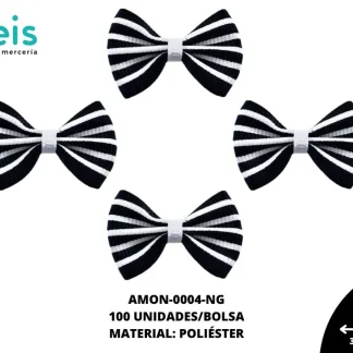 ACCESORIOS MOÑOS COMBINADO AMON-0004-NG 35mmX25mm 100 PZ/PQT NEGRO