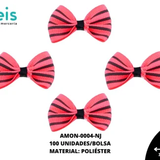 ACCESORIOS MOÑOS COMBINADO AMON-0004-NJ 35mmX25mm 100 PZ/PQT NARANJA