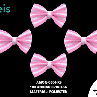 ACCESORIOS MOÑOS COMBINADO AMON-0004-RS 35mmX25mm 100 PZ/PQT ROSA