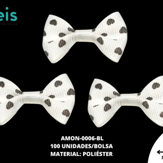 ACCESORIOS MOÑOS CORAZONES AMON-0006-BL 35mmX25mm 100 PZ/PQT BLANCO