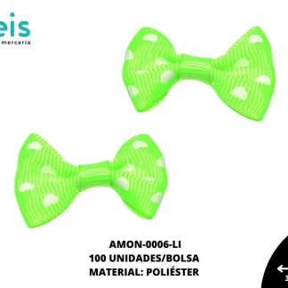 ACCESORIOS MOÑOS CORAZONES AMON-0006-LI 35mmX25mm 100 PZ/PQT LIMON
