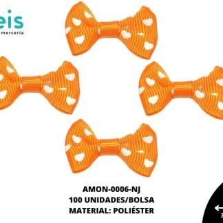 ACCESORIOS MOÑOS CORAZONES AMON-0006-NJ 35mmX25mm 100 PZ/PQT NARANJA