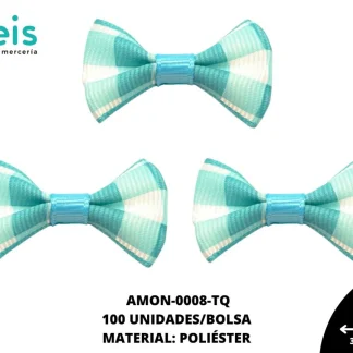 ACCESORIOS MOÑOS ESCOCES AMON-0008-TQ 35mmX25mm 100 PZ/PQT TURQUESA