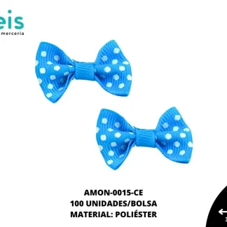 ACCESORIOS MOÑOS PUNTOS AMON-0015-CE 3.9cmX2cm 100 PZ/PQT CIELO
