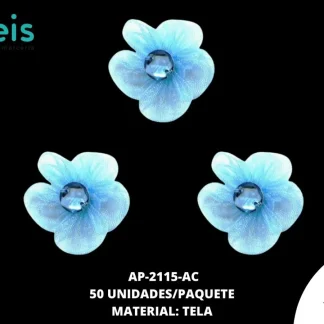 APLIC FLOR TULL REF: 1250B-4 AZUL CELESTE 50 u/pqt