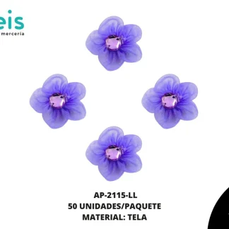 ACCESORIOS INFANTILES FLOR TUL CON PIEDRA AP-2115-LL 3.5cm 50 PZ/PQT LILA