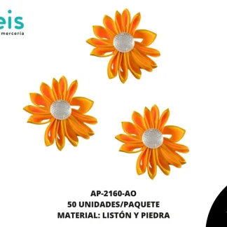 ACCESORIOS AYM GIRASOL CON PIEDRA AP-2160-AO 60mm 50 PZ/PQT AMARILLO