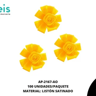 ACCESORIOS AYM FLOR SATIN AP-2167-AO 48mm 100 PZ/PQT AMARILLO