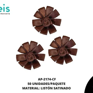 ACCESORIOS INFANTILES FLOR SATIN AP-2174-CF 38mm 50 PZ/PQT CAFÉ
