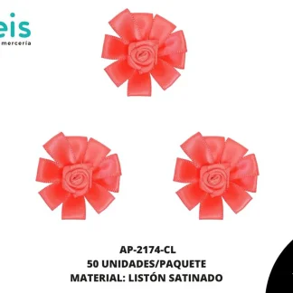 ACCESORIOS INFANTILES FLOR SATIN AP-2174-CL 38mm 50 PZ/PQT CORAL