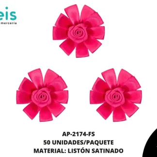 APLIC FLOR SATIN 38mm REF: APF-017 FUCSIA 50 u/pqt