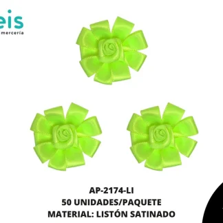 APLIC FLOR SATIN 38mm REF: APF-017 LIMON 50 u/pqt