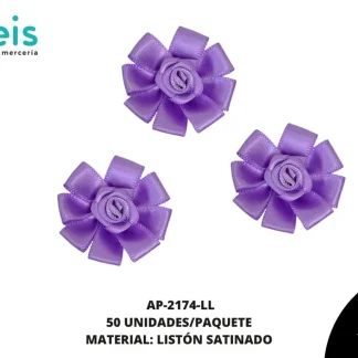 ACCESORIOS INFANTILES FLOR SATIN AP-2174-LL 38mm 50 PZ/PQT LILA