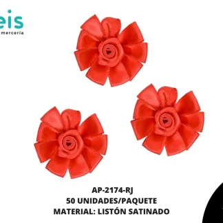 ACCESORIOS INFANTILES FLOR SATIN AP-2174-RJ 38mm 50 PZ/PQT ROJO