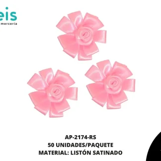 ACCESORIOS INFANTILES FLOR SATIN AP-2174-RS 38mm 50 PZ/PQT ROSA