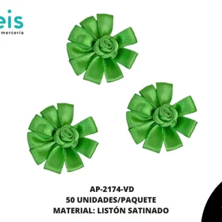 ACCESORIOS INFANTILES FLOR SATIN AP-2174-VD 38mm 50 PZ/PQT VERDE