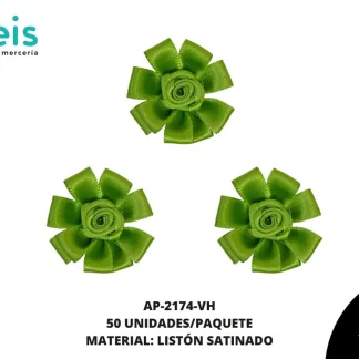 ACCESORIOS INFANTILES FLOR SATIN AP-2174-VH 38mm 50 PZ/PQT HOJA
